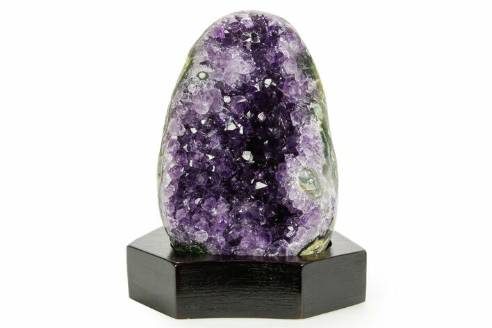 Deep Purple Amethyst Geode With Wood Base - Uruguay #364440